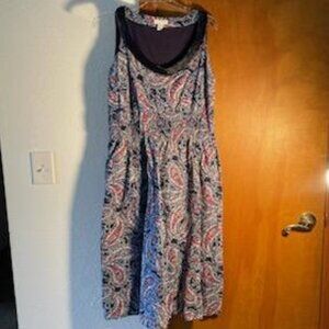 Charter Club Paisely Pattern Dress-Blue-Size 10